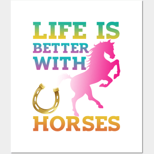 Cute Life Is Better With Horses Horseback Riding Posters and Art